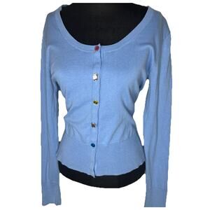 Vintage Y2K FIORUCCI Blue Jeweled Snap Button Cardigan Jacket Women’s Sz Large